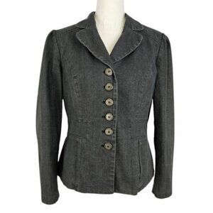 Women’s Peplum Blazer Metallic Thread Button Front Size L